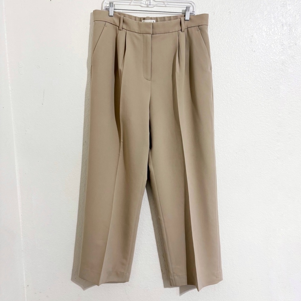 Abercrombie & Fitch Sloane Tailored Wide Leg‎ Trouser Pant in Khaki Beige Tan
